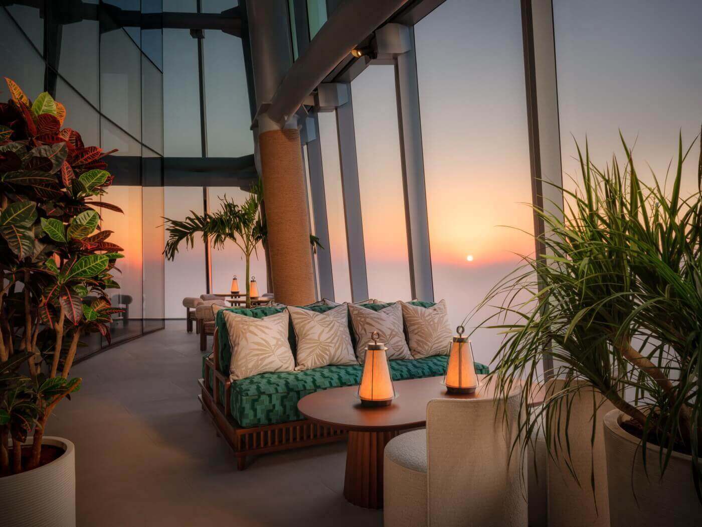 81 Sky Lounge terrace at sunset