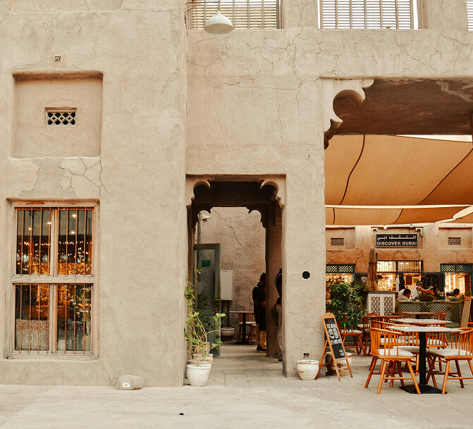 Historic Al Fahidi courtyard cafe in Dubai