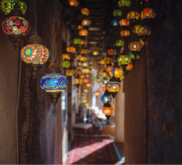 Colourful lanterns in a Dubai souk